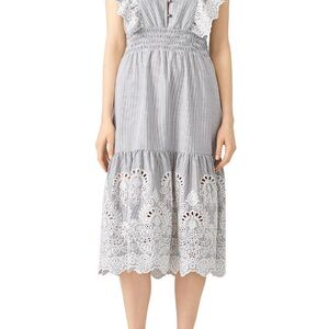 Saylor Elegant Gray Lace Trim Dress